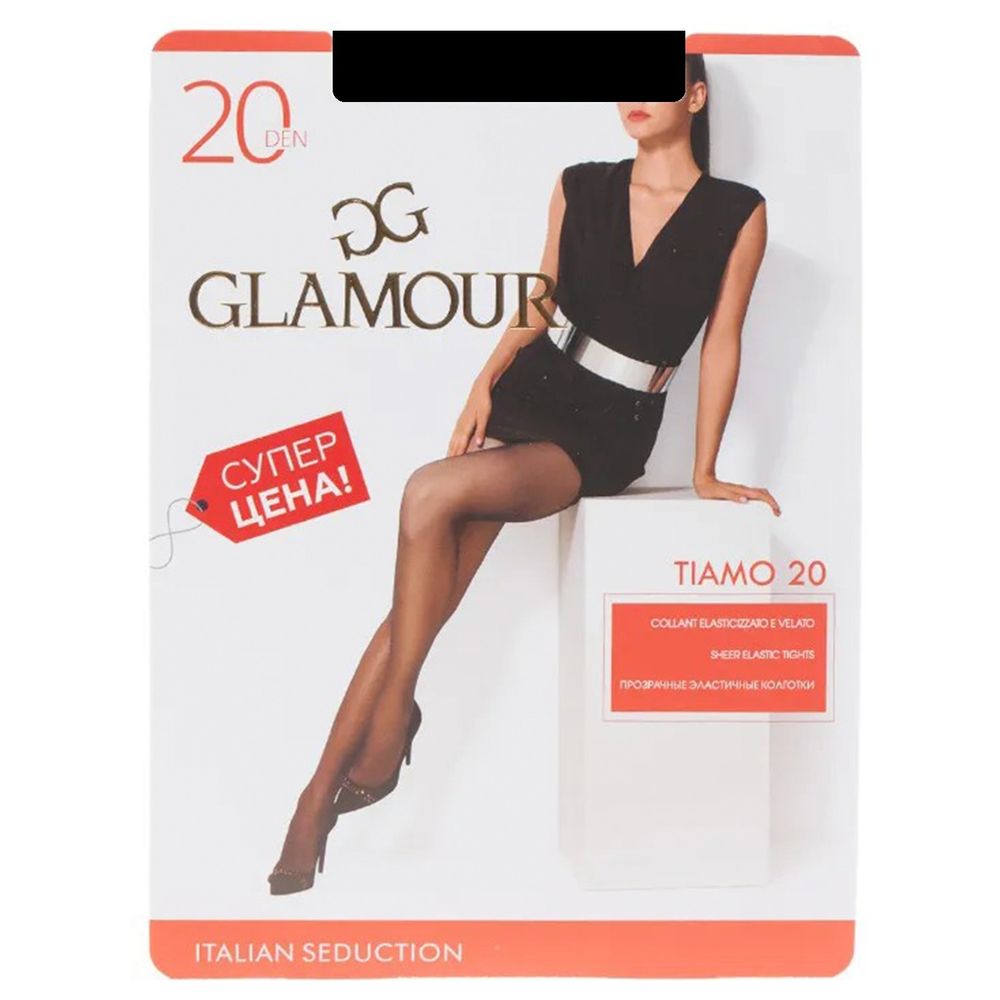 GLAMOUR Tiamo колготки класс. с шортиками 20 den nero р.4 (L)