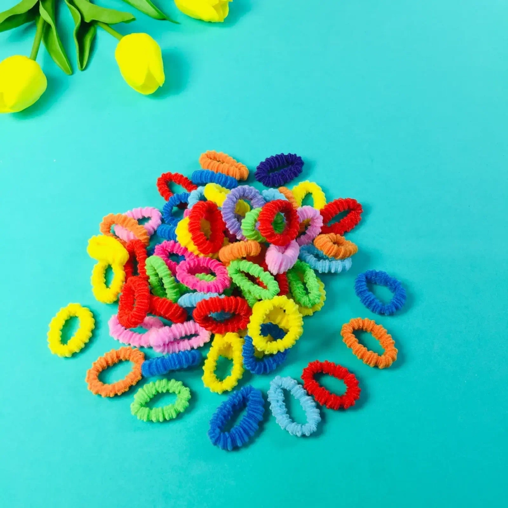 Резинки для волос 100шт «Кокетка - Колечки Гофре», цвет микс, d-2,7●