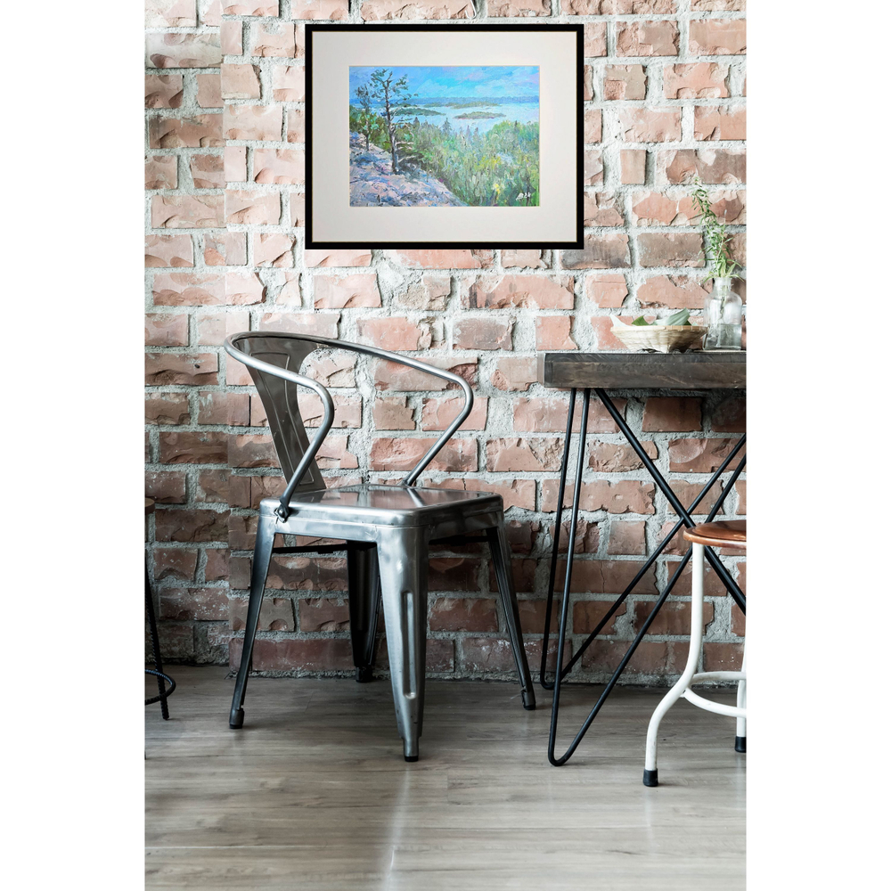 Картина авторская маслом на холсте в паспарту 30х40 см на стену для интерьера "Ладожские шхеры"