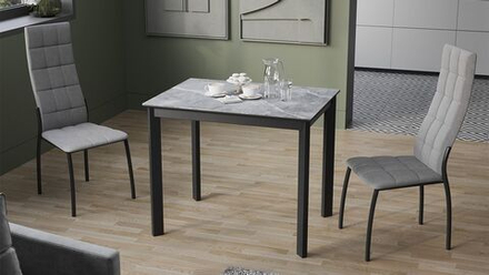 Стол кухонный обеденный раздвижной Черный муар/Керамика матовая серый мрамор 90(130)х65х75 см