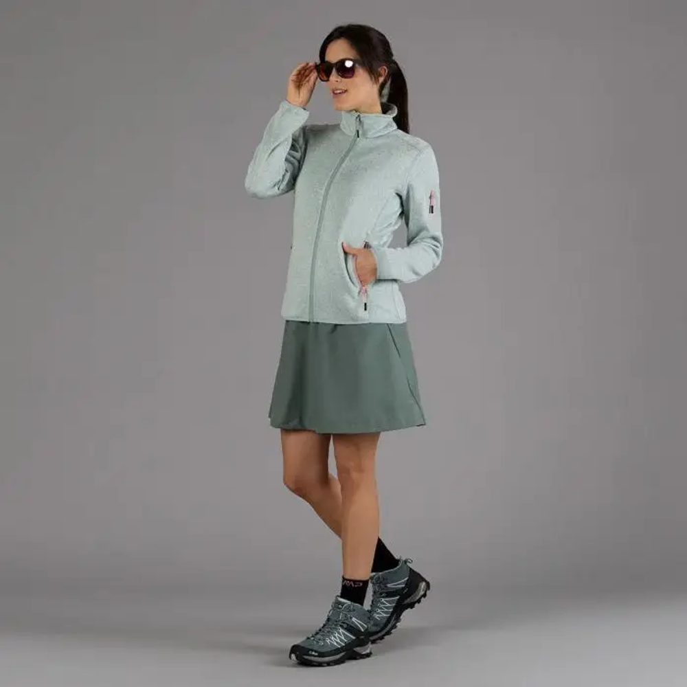 Толстовка флисовая CMP Women's Fleece Knit Tech 3H14746 Jacket, артикул 3H14746, цвет JADE-BIANCO (07ER)