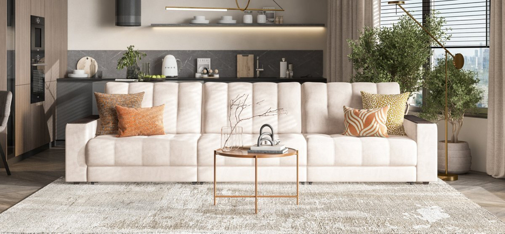 Диван Босс Гранд Велюр Монолит латте