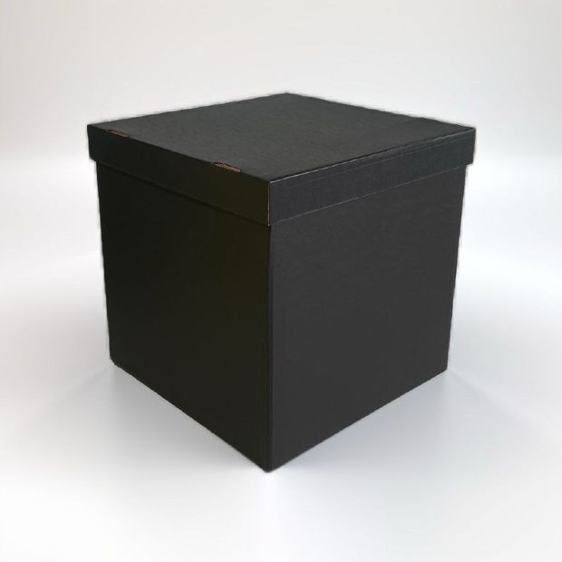 Большая коробка сюрприз для шаров черная (60х80) с надписью и бантом (оформленная)