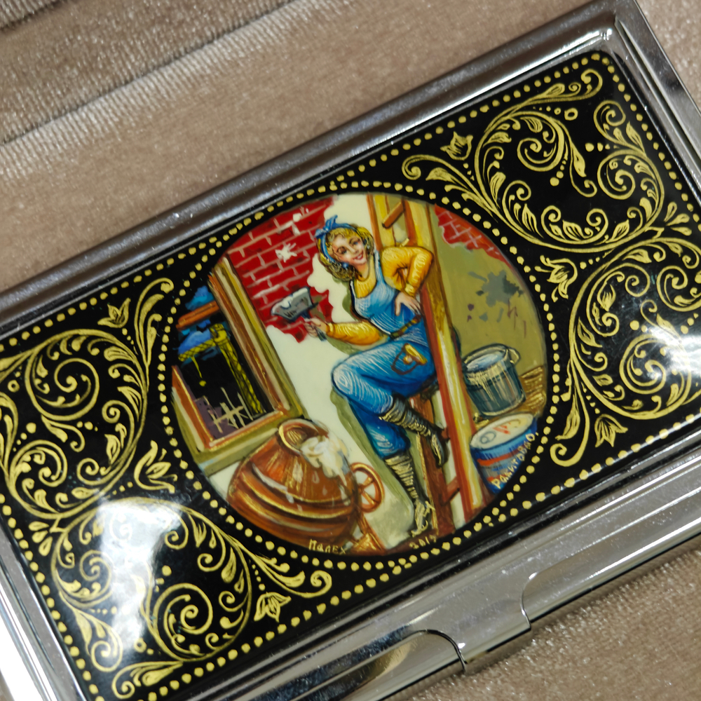 Набор подарочный "Подарок строителю" №2 с ручной росписью с ручкой Parker в футляре