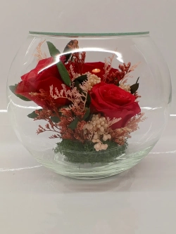 Натуральные розы в стекле, вакуум