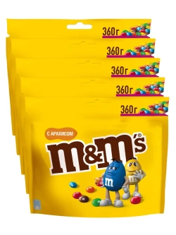 Конфеты M&M's шоколадное драже с арахисом 360 г * 5 шт