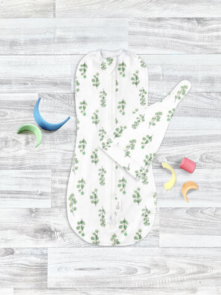 Пеленальный кокон и шапочка Mjölk Эвкалипт