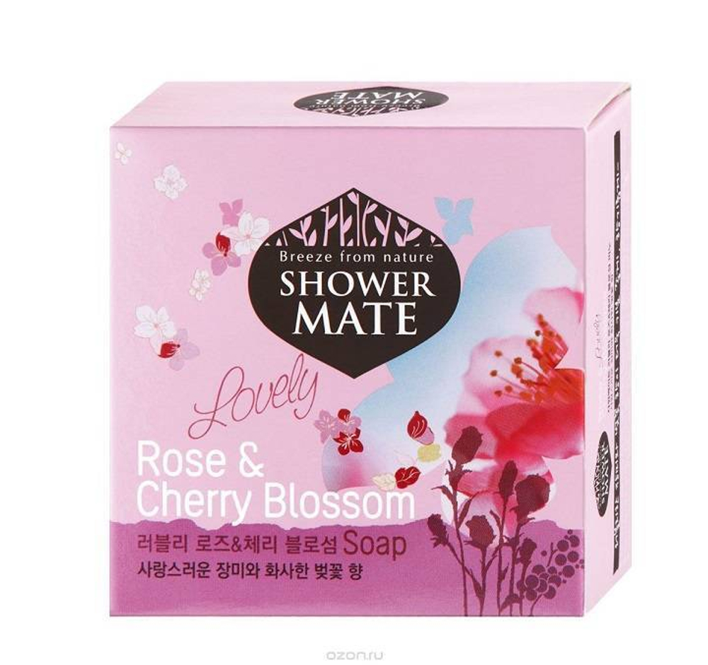 Мыло твердое роза и вишневый цвет SHOWER MATE Romantic Rose&Cherry Blossom Soap 100 гр