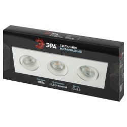 Встраиваемый светильник декоративный ЭРА KL92-3 WH MR16/GU5.3 белый, пластиковый | Декоративные встраиваемые светильники