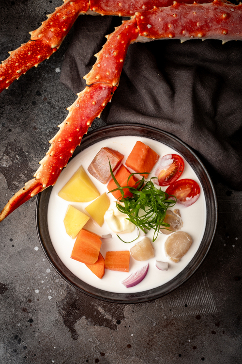 Суп финская уха с форелью и приморским гребешком 430 гр