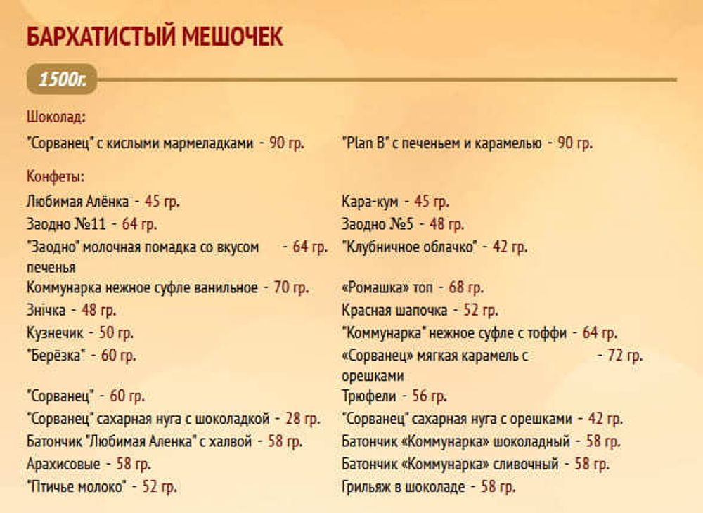 Белорусский Новогодний подарок &quot;Бархатистый мешочек&quot; 1500г. Коммунарка - купить с доставкой на дом по Москве и всей России