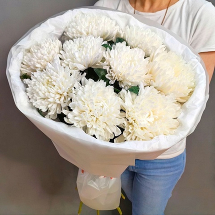 Букет из 9 одноголовых хризантем сорта "Антонов"