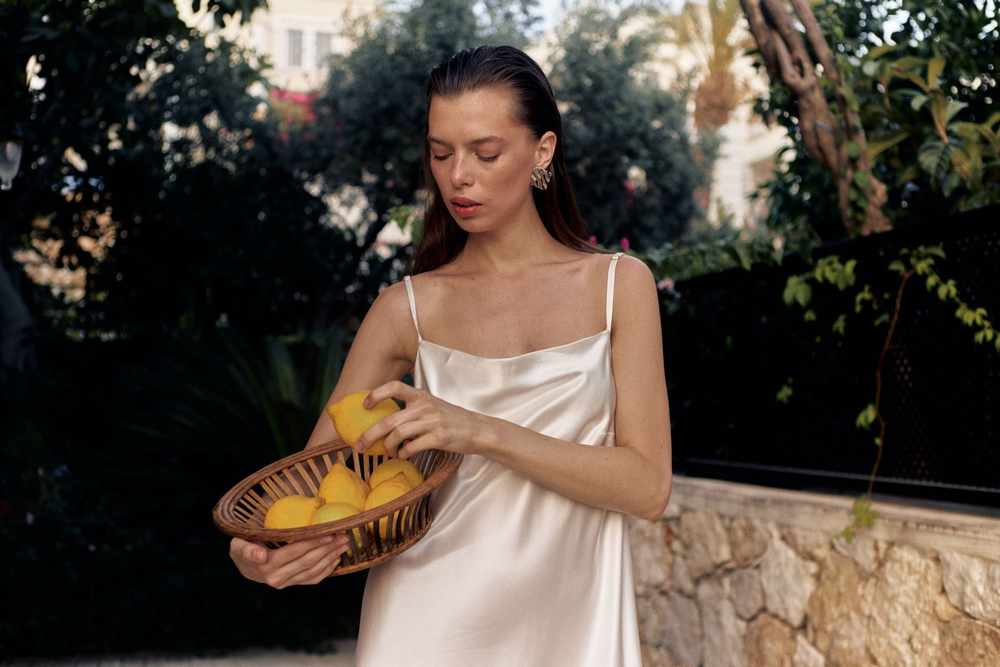 Шелковое платье-комбинация Mollen белое