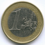 1 евро 2002 год. Ирландия. Регулярный выпуск. Тип 1. Биметалл VF-XF