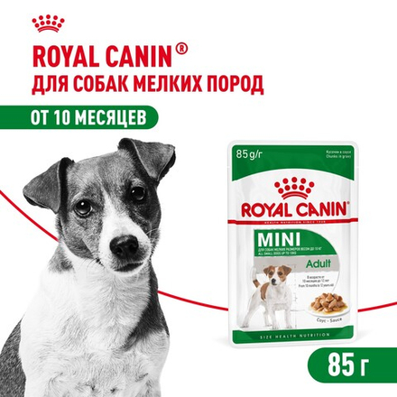 Royal Canin Mini Adult Мини Эдалт Корм влажный для взрослых собак мелких пород от 10 месяцев и старше соус 85г
