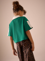 Футболка укороченная с воротником для девочки Next E44-407, Зеленый