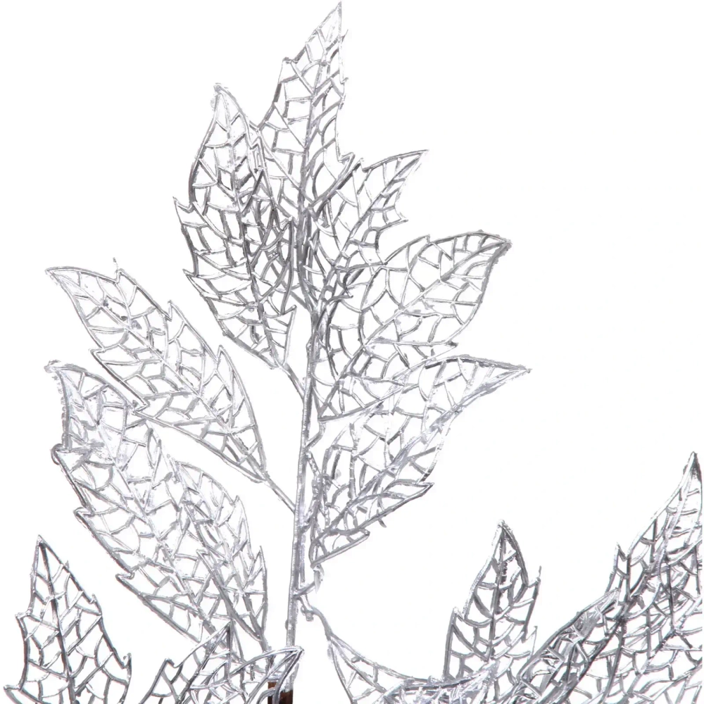Ветка декоративная «Зимние листья» 70 см, Серебро