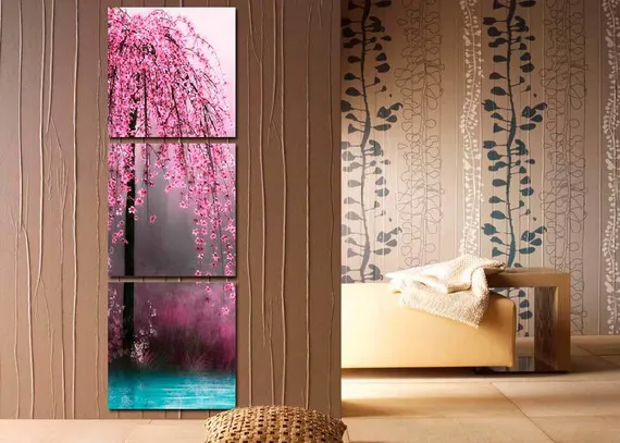 Модульная картина "Розовые блики"