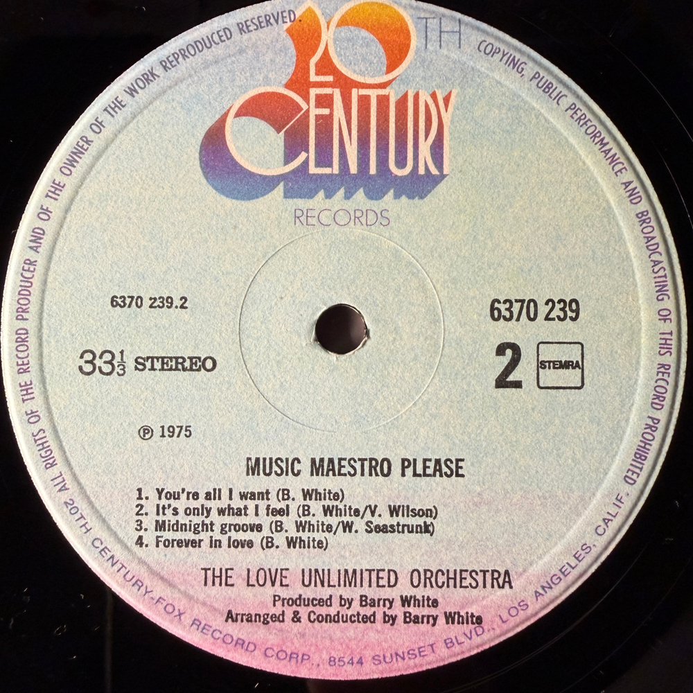 Love Unlimited Orchestra ‎– Music Maestro Please (Голландия 1975г.)