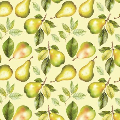 груши на желтом фоне