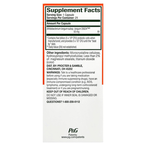 Align Probiotics, пробиотик, 21 капсула (50 мг в 1 капсуле)