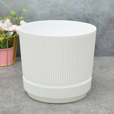 Кашпо Стрип 3,9л d20см с подставкой, белый