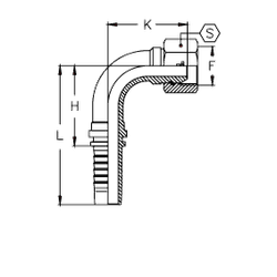 Фитинг DN 06 BSP (Г) 1/4 (90) (накидная гайка) (o-ring)