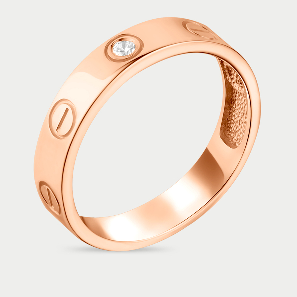 Женское кольцо из розового золота 585 пробы с фианитом (арт. КФ 878)