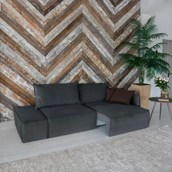 ПОРТЛЕНД Диван прямой с банкеткой серый