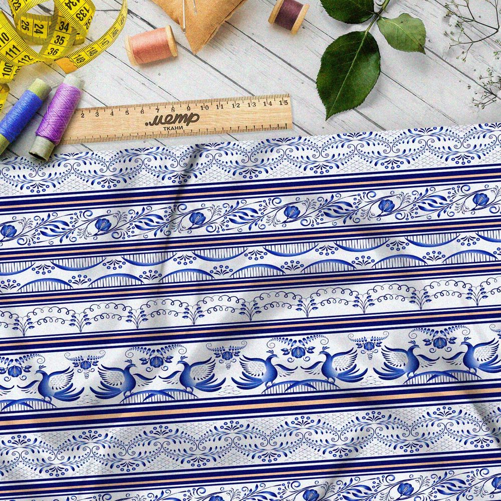 Ткань оксфорд 600 ленточная гжель