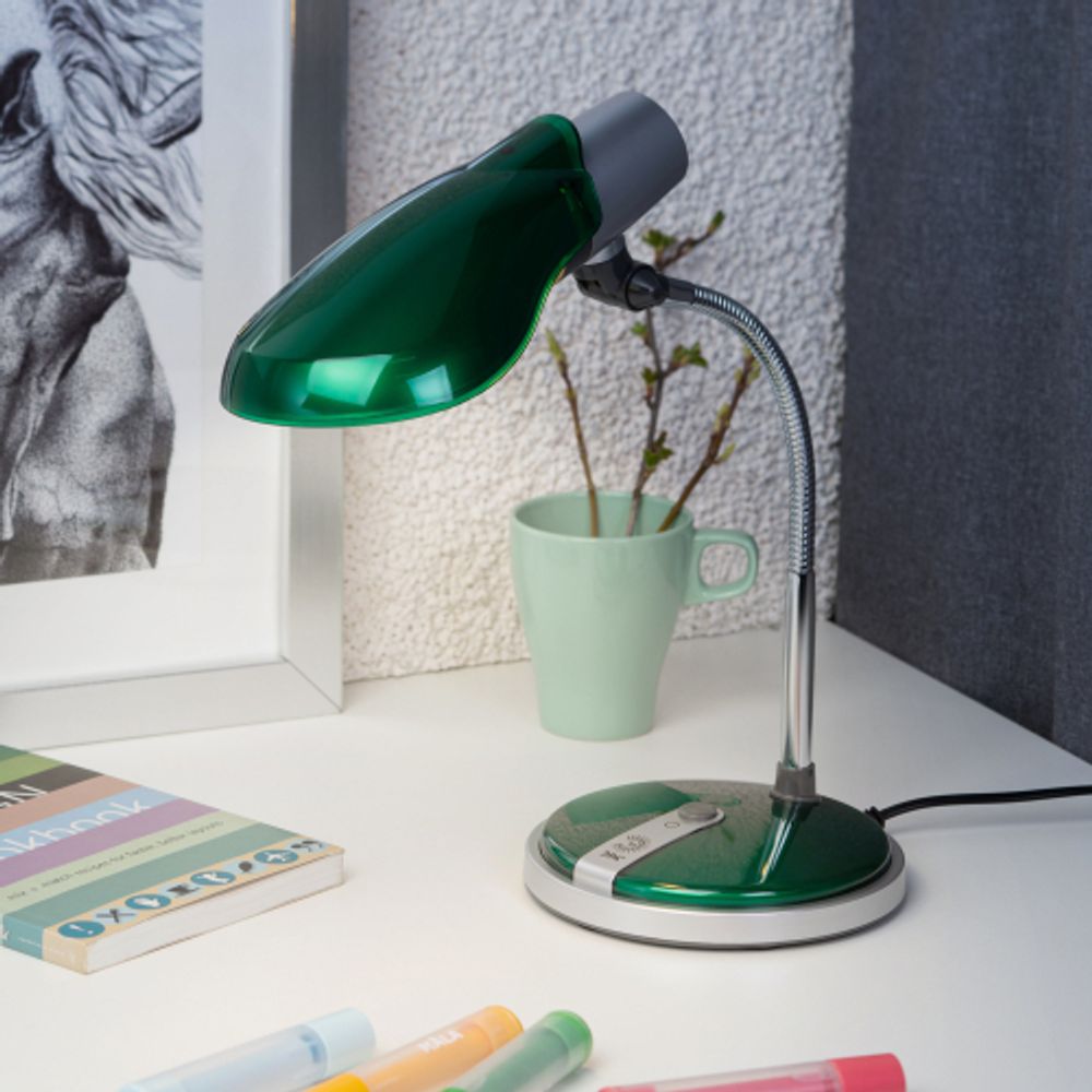 Настольный светильник ЭРА NE-301-E27-15W-GR зеленый | Настольные светильники под лампу