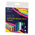 Фломастеры магические Basir, серия "Magic", разноцветные с блёстками, набор 9 цветов и 1 проявитель