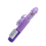 Фиолетовый ротатор с возвратно-поступательными движениями и клиторальным стимулятором - 24 см.