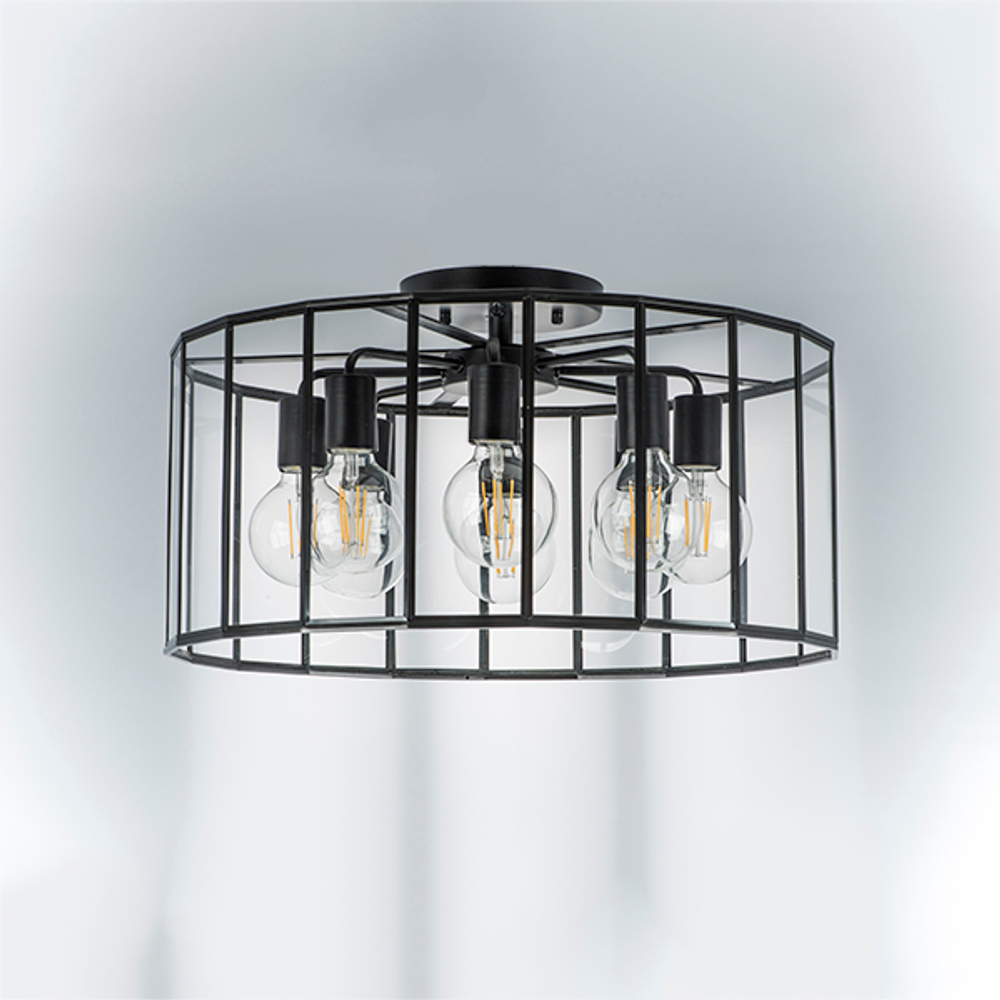 798287 Люстра GENNI 8х40W E27 ЧЕРНЫЙ МАТОВЫЙ/ПРОЗРАЧНЫЙ