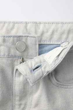 ZARA ДЖИНСЫ ПРЯМОГО КРОЯ С ПОДВЕРНУТЫМ НИЗОМ, НЕБЕСНО-ГОЛУБОЙ