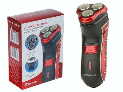 Бритва электрическая SA-5414RB 3 головки триммер сухое бритьё, работает от аккумулятора