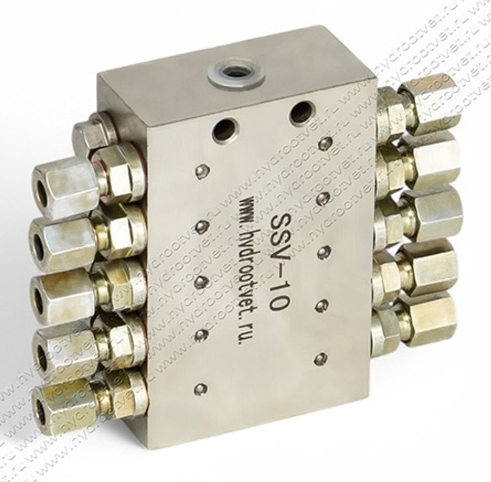 SSV10 - Питатель для прогрессивных систем смазки с рабочим давлением 300 бар, количество выходов 10, максимальная доза 0,2 мл/цикл, без реле SSV10 - Питатель для прогрессивных систем смазки с рабочим давлением 300 бар, количество выходов 10, максимальная доза 0,2 мл/цикл, без реле