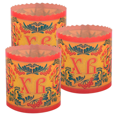 Форма бумажная для выпечки кулича 3шт 9*9см "Орнамент"