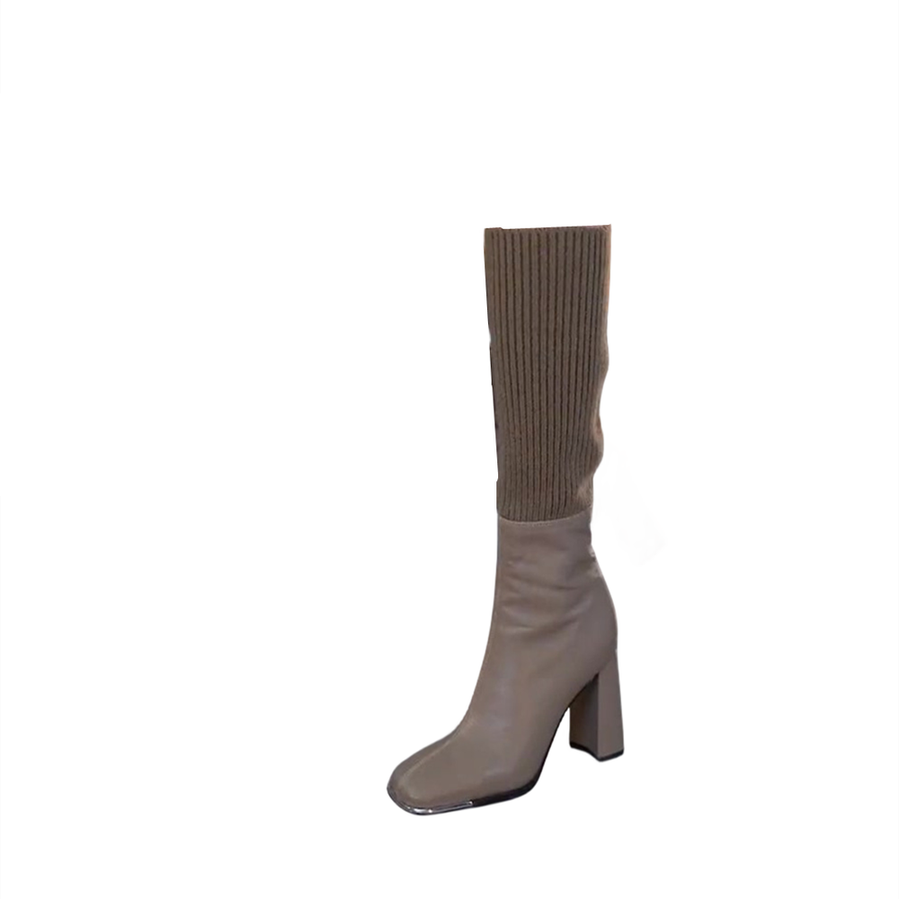 ABCFJG Stretch & Sock Boots Women"s Brown, Khaki