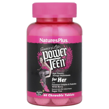 Natures Plus Power Teen® for Her 60 Chewable , Витамины для девочек-подростков, со вкусом лесных ягод