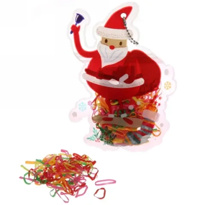 Резинки для волос силиконовые «Новый Год- Дед Мороз с подарками», цвет микс, 250шт, 17,5*11 см