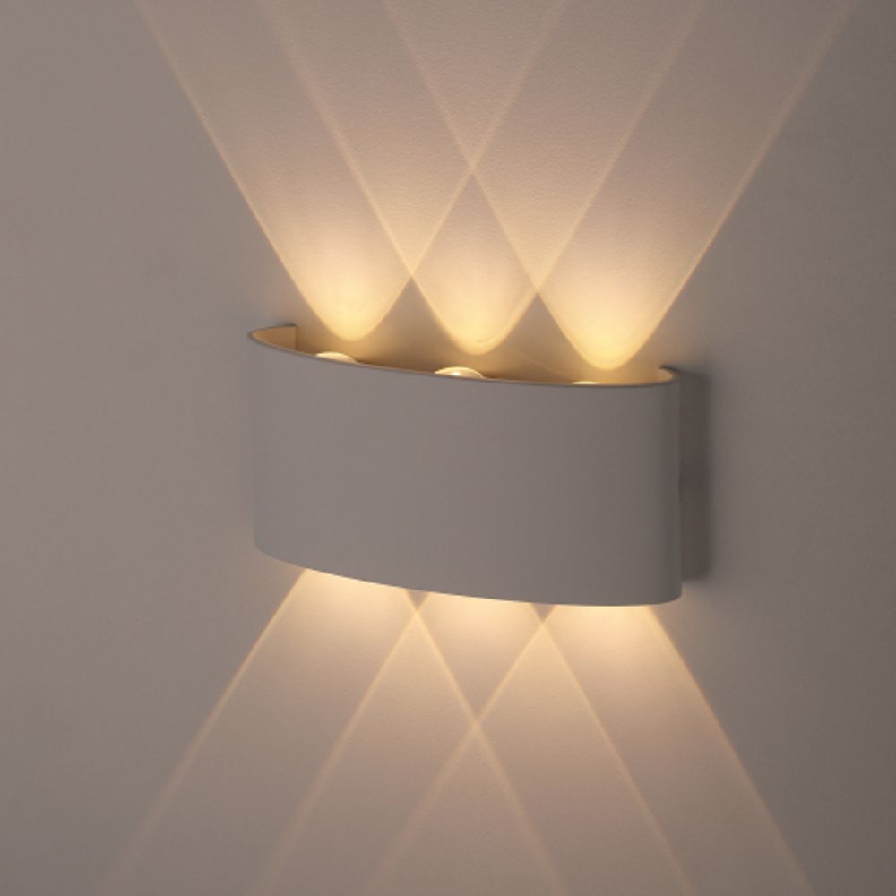 Светильник декоративный настенный светодиодный ЭРА WL12 WH 6х1Вт 3000К IP54 белый для интерьера и фасадов зданий