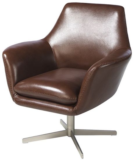 Поворотное кресло 5093/A832-M1595 кожаное с ножкой из полированной стали Испания