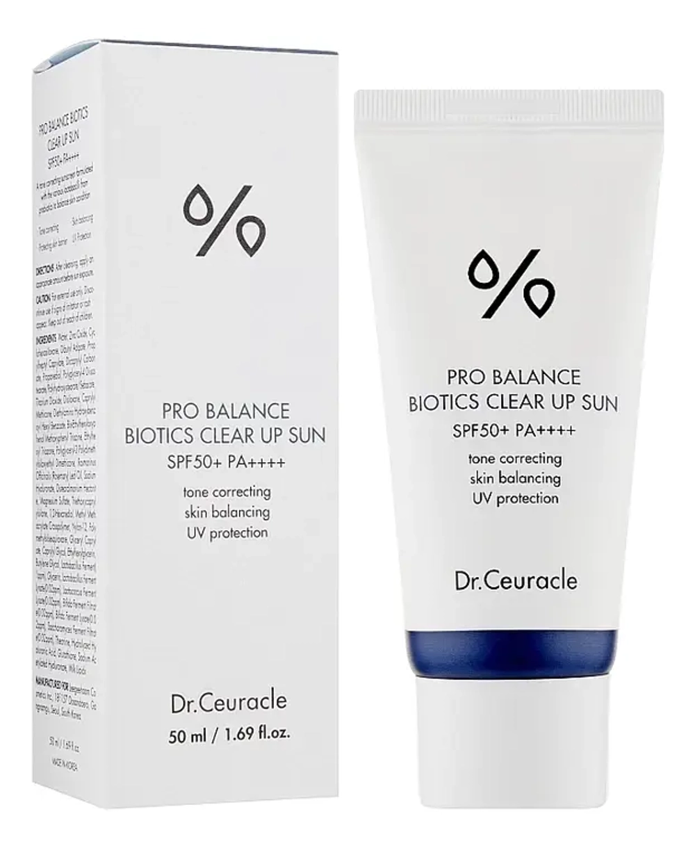 Солнцезащитный осветляющий крем с пробиотиками Dr.Ceuracle Pro Balance Biotics Clear Up Sun SPF 50+ PA++++