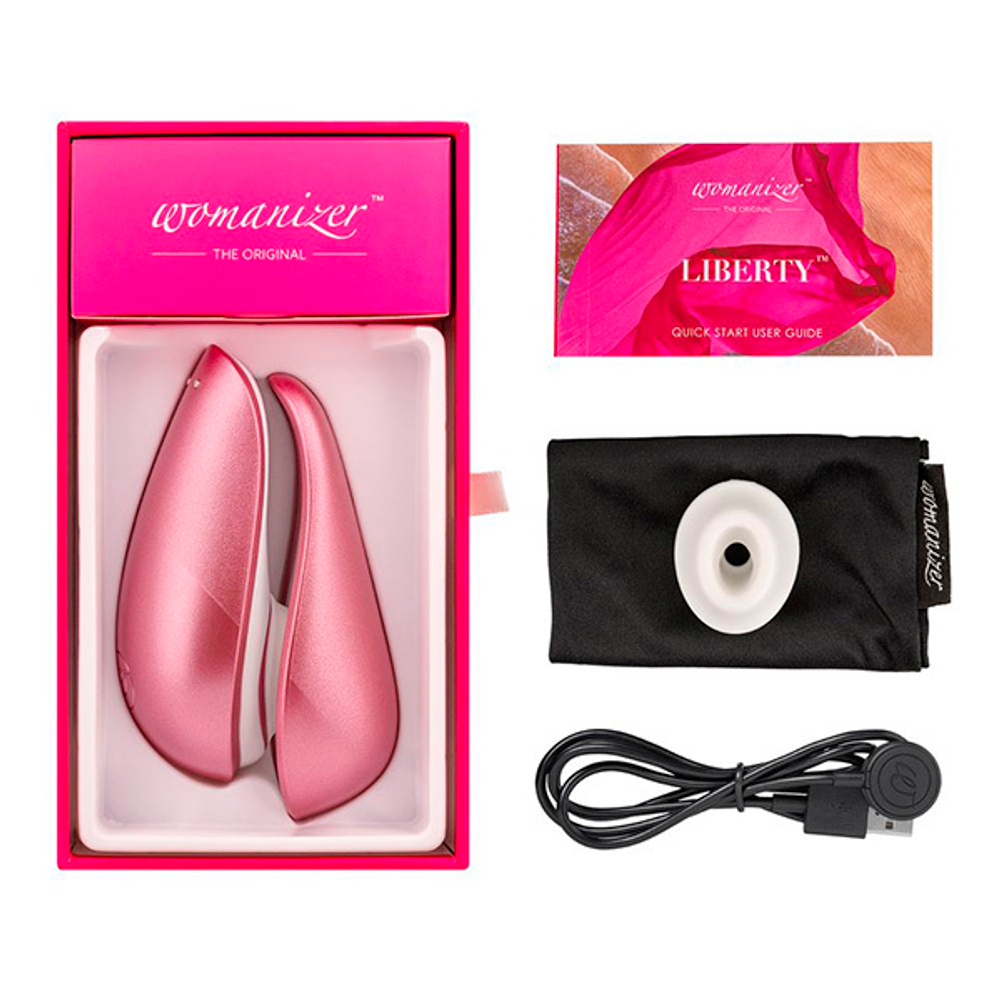Розовый бесконтактный клиторальный стимулятор 10,4см Womanizer Liberty Clitoral Stimulator Pink Rose WZ11CM0200