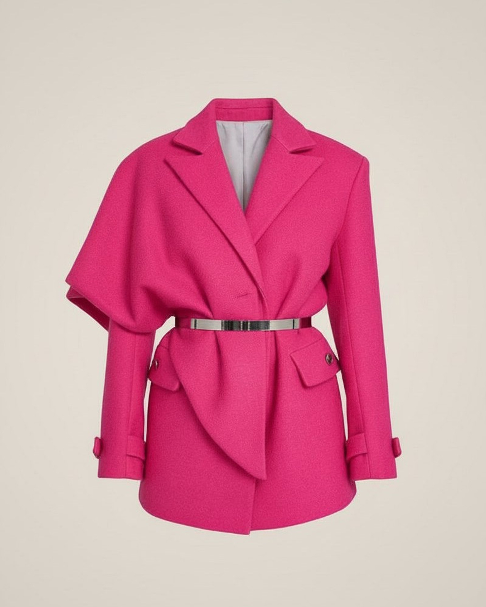 Пальто-пиджак с оригинальным шарфом