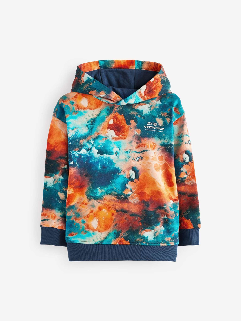 Толстовка с капюшоном для мальчика Next 539-188, Бирюзовый, Оранжевый