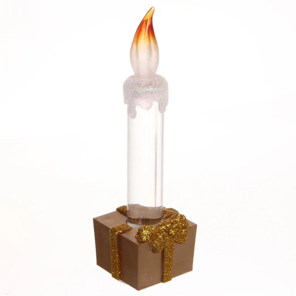 Сувенир с подсветкой «Свеча праздничная» 15 см, золото