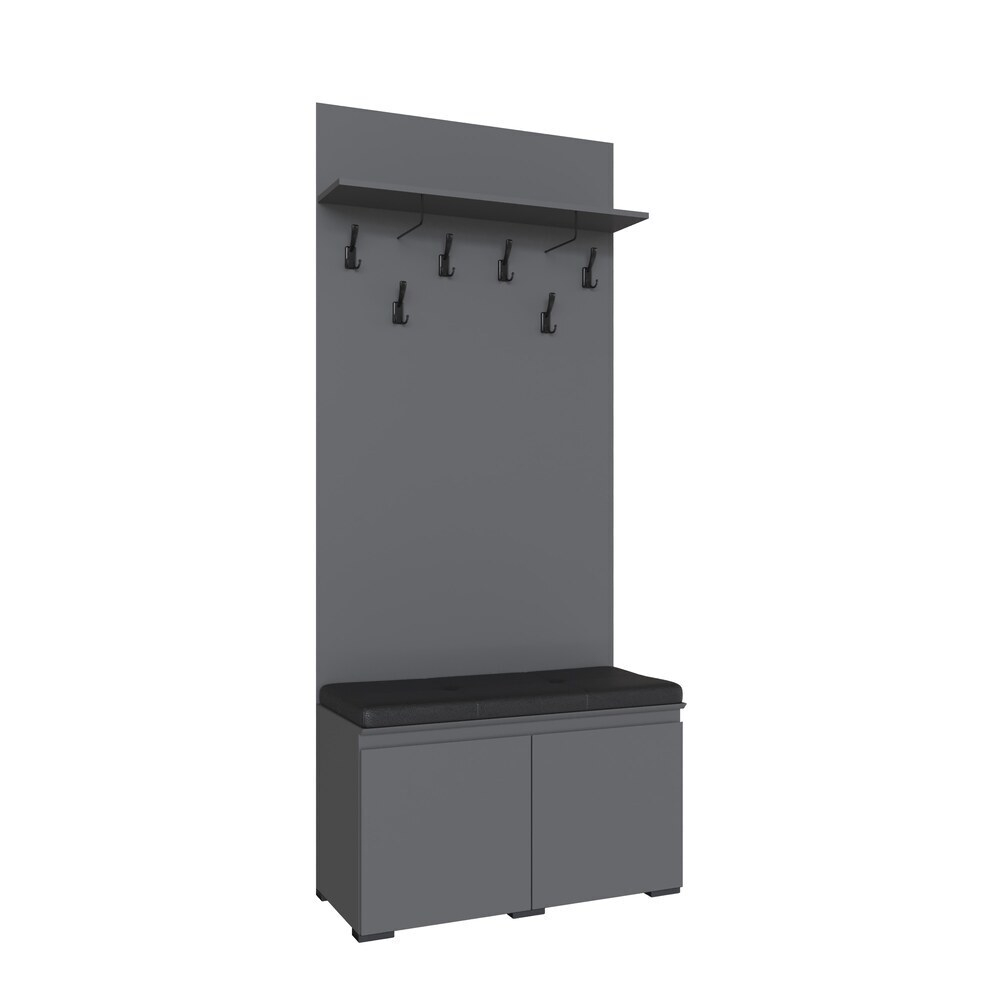 Тумба с вешалкой Плейона, Графит серый
