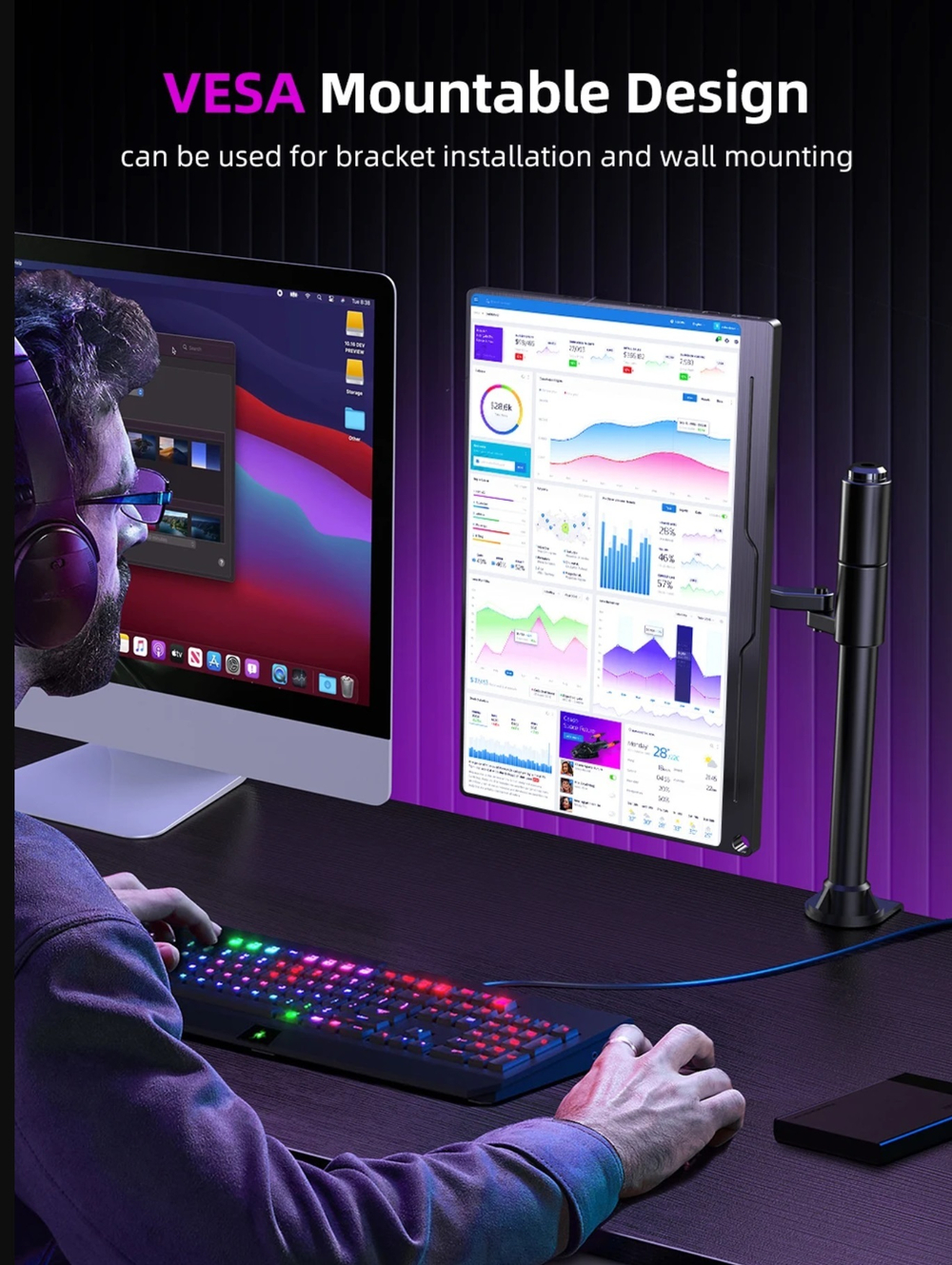 15.6" Портативный монитор с магнитным чехлом Ugame B11 4K IPS 3840х2160, 60 Гц